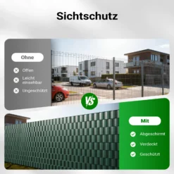 Sichtschutz Streifen, 35mx19cm grün aus PVC 450g/m², mit 20 Clips, Zaunfolie