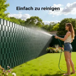 Sichtschutz Streifen, 35mx19cm grün aus PVC 450g/m², mit 20 Clips, Zaunfolie