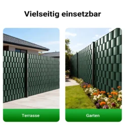 Sichtschutz Streifen, 35mx19cm grün aus PVC 650g/m², mit 20 Clips, Zaunfolie
