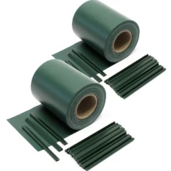 Sichtschutz Streifen, 70mx19cm grün aus PVC 650g/m², mit 40 Clips, Zaunfolie