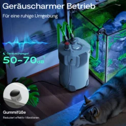 SunSun Aquarium Außenfilter HW403A 1400 L/h 3 Stufen Kammerfilter, Filtermaterial, Aquariumfilter, Filtermedien, Filterpumpe