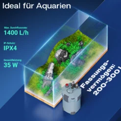 SunSun Aquarium Außenfilter HW403A 1400 L/h 3 Stufen Kammerfilter, Filtermaterial, Aquariumfilter, Filtermedien, Filterpumpe