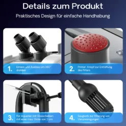 SunSun Aquarium Außenfilter HW404A 2000 L/h 4 Stufen Kammerfilter Filtermaterial Aquariumfilter