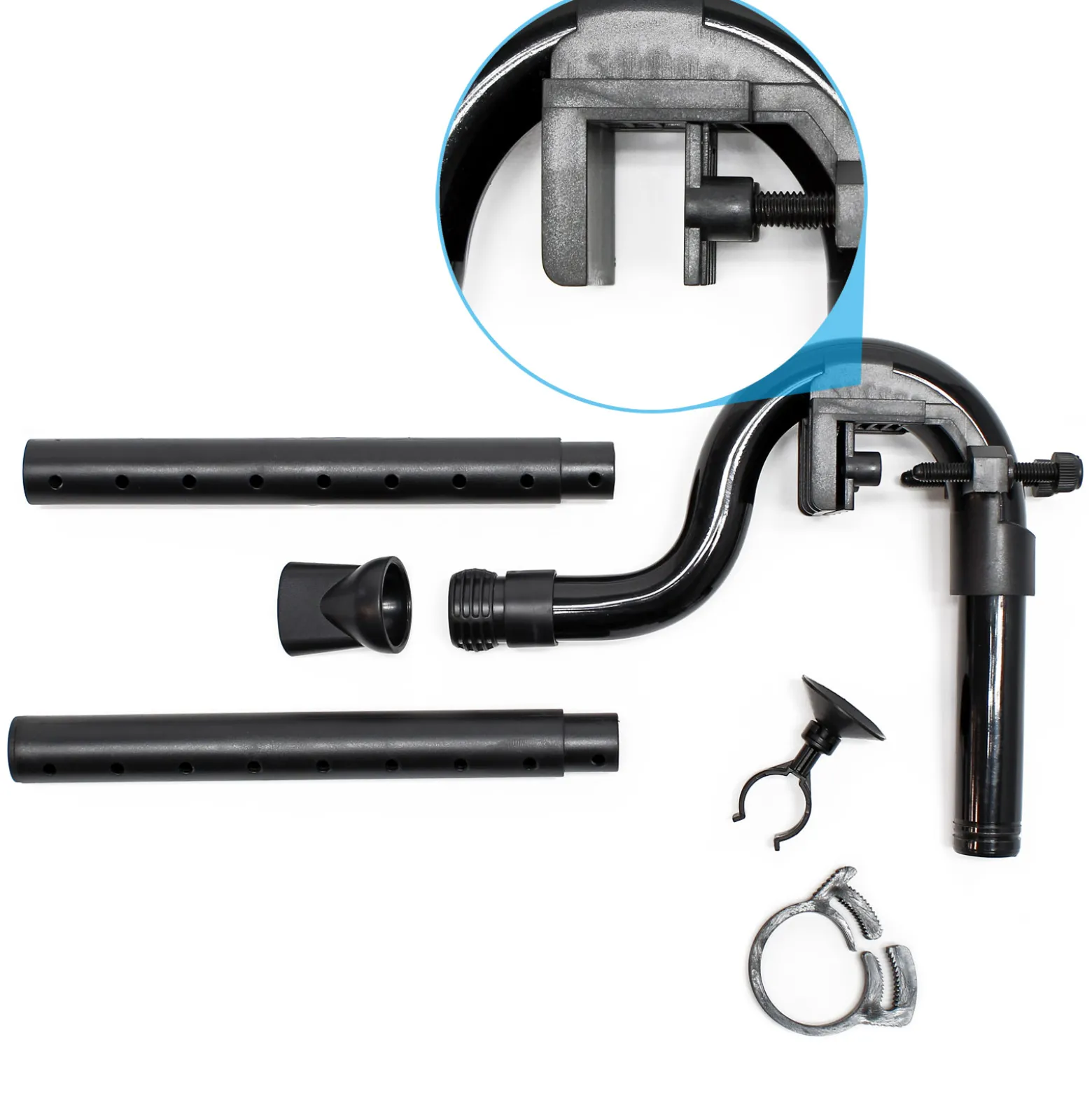 SunSun Auslass Set Ersatzteil Set für HW-302 Aquarium Außenfilter – mit Auslassbogenrohr 180° Winkel, Fixierungsklemme, Düsenrohr, Düse, Saughalter, Schlauchschelle für Aquaristik