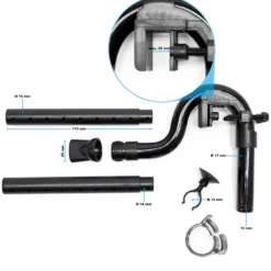 SunSun Auslass Set Ersatzteil Set für HW-402B Aquarium Außenfilter – mit Auslassbogenrohr 180° Winkel, Fixierungsklemme, Düsenrohr, Düse, Saughalter, Schlauchschelle für Aquaristik
