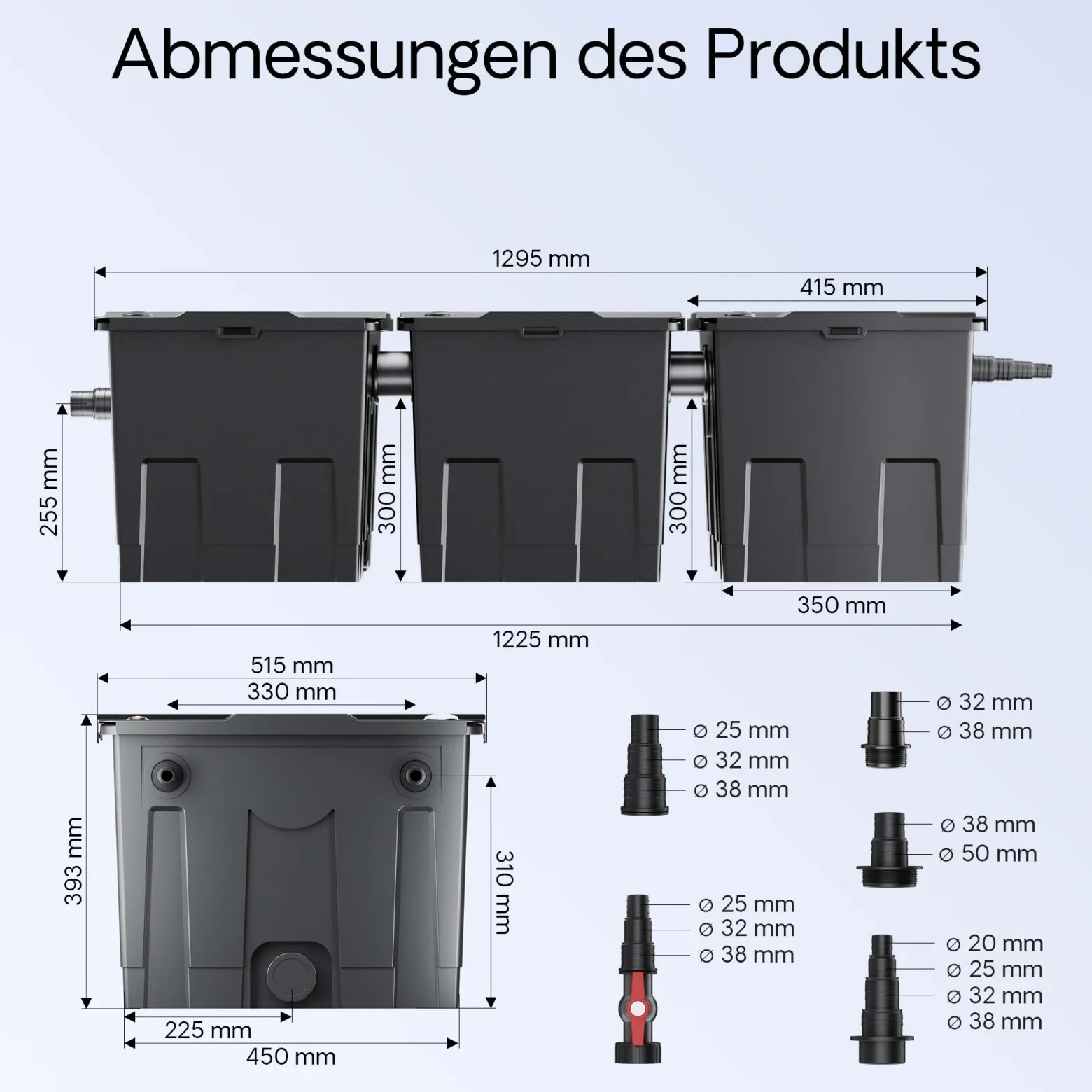 SunSun Bio CBF-350C Teichfilter bis 90000L Teichvolumen max. 10000L/h 3-Kammer Durchlauffilter Modulteichfilter Teich Filter Biofilter