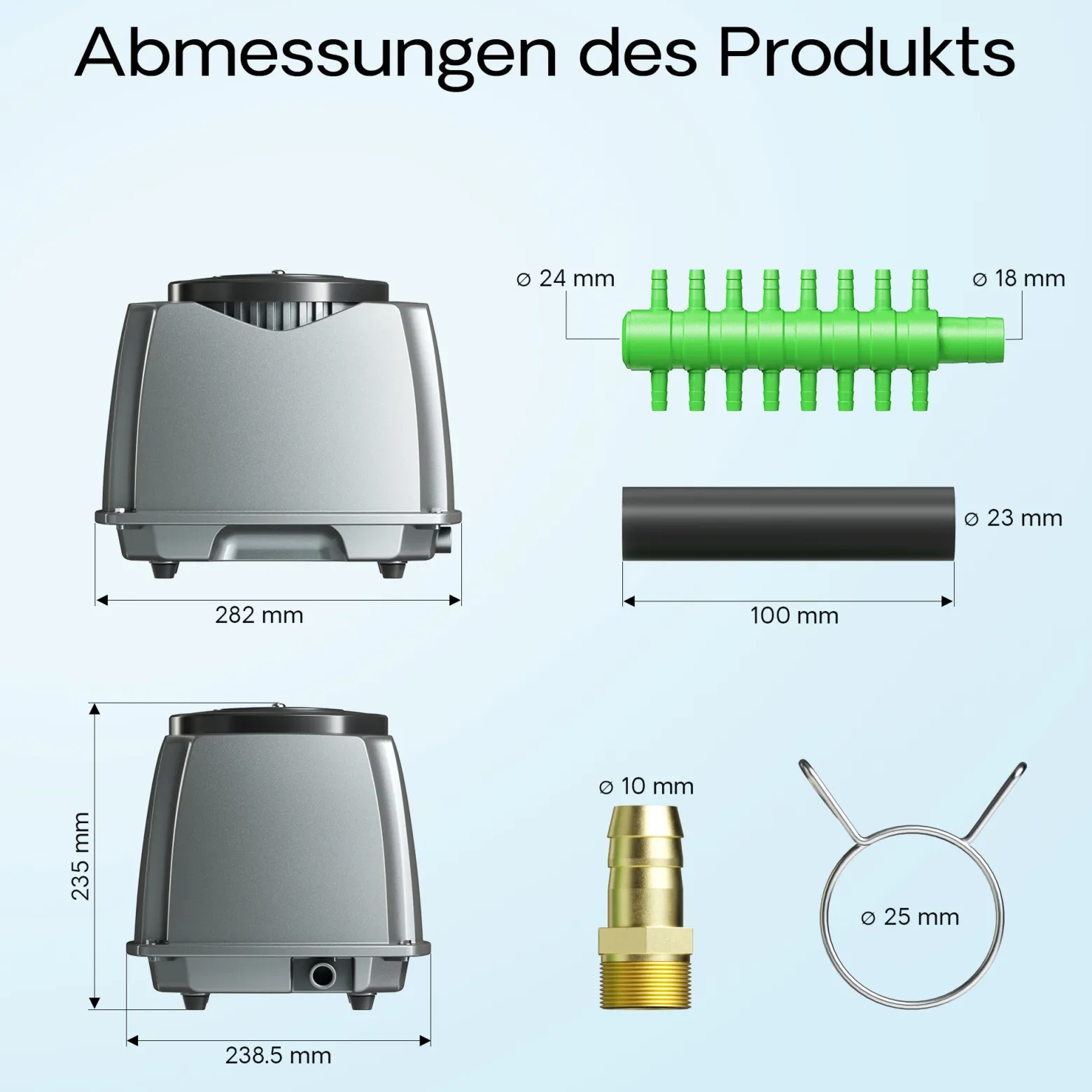 SunSun CAP-100 Sauerstoffpumpe 70 W, Luftpumpe für 80 m³ Aquarium und Gartenteich, Teichbelüfter 100 l/min mit 16 Luftausgängen