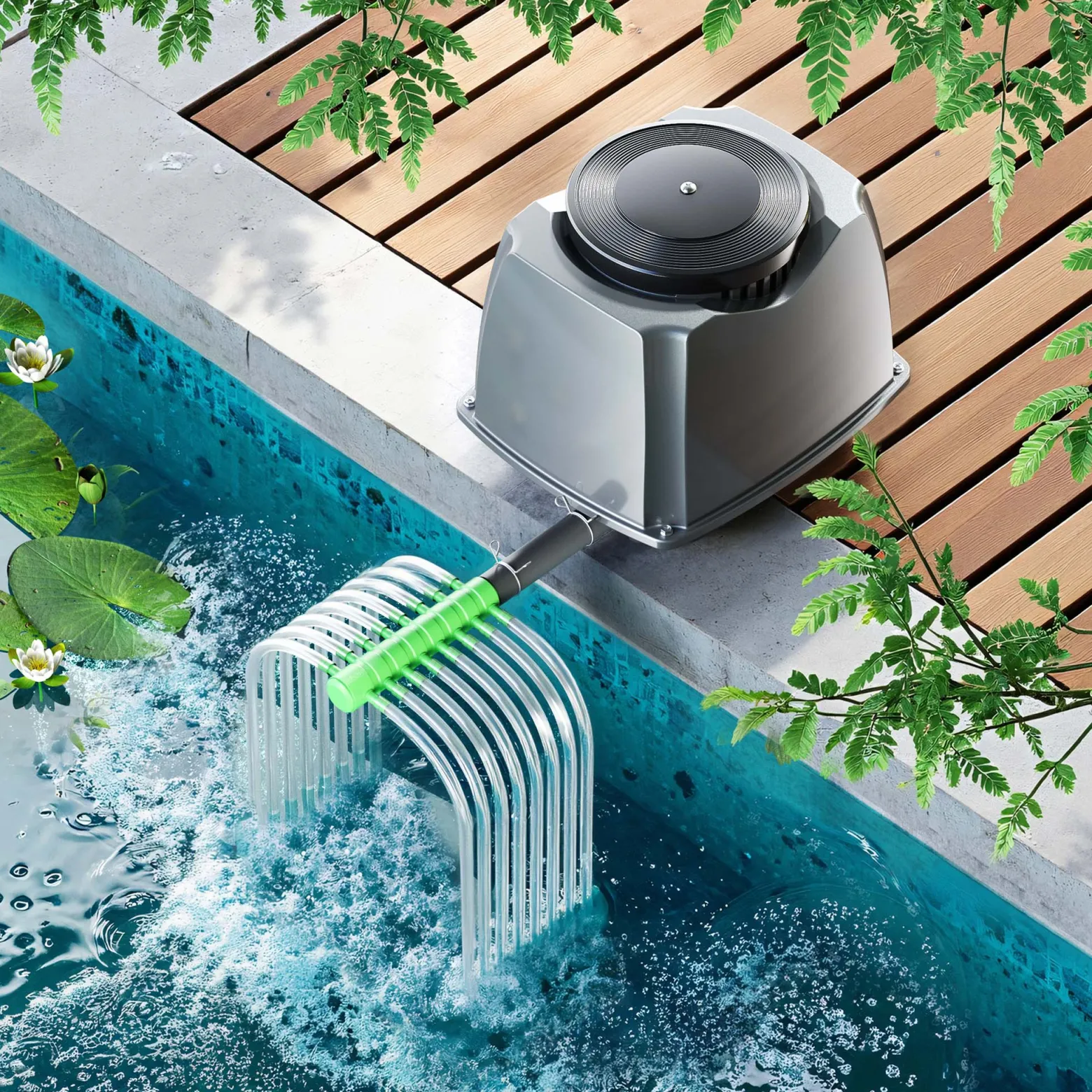 SunSun CAP-100 Sauerstoffpumpe 70 W, Luftpumpe für 80 m³ Aquarium und Gartenteich, Teichbelüfter 100 l/min mit 16 Luftausgängen