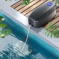 SunSun CAP-10 Sauerstoffpumpe 4 W, Luftpumpe für 3 m³ Aquarium und Gartenteich, Teichbelüfter 5 l/min mit 4 Luftausgängen, Belüftungspumpe mit Luftstein und Rückschlagventil