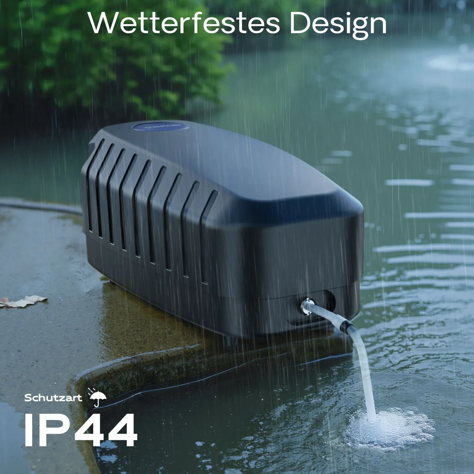 SunSun CAP-10 Sauerstoffpumpe 4 W, Luftpumpe für 3 m³ Aquarium und Gartenteich, Teichbelüfter 5 l/min mit 4 Luftausgängen, Belüftungspumpe mit Luftstein und Rückschlagventil
