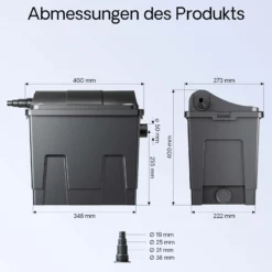 SunSun CBF-200A Bioteichfilter mit 1 Kammer-System für Koi Teich, 6.000 l/h inkl Filtermaterial Biofilter Bio Teichfilter Durchlauffilter Filteranlage