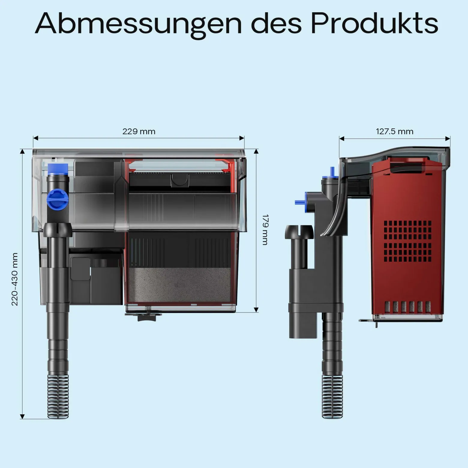 SunSun CBG-800 Hang On Filter mit UVc-Lampe, Anhängefilter 800 l/h für Aquarien bis 190 L