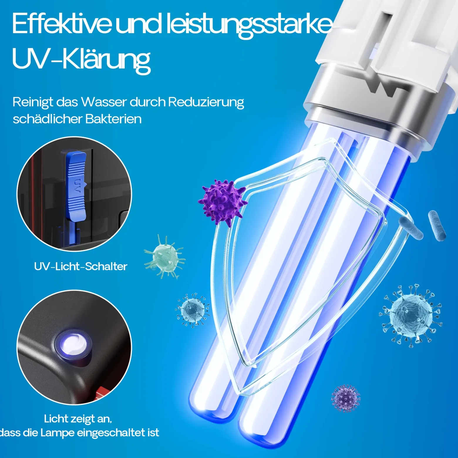 SunSun CBG-800 Hang On Filter mit UVc-Lampe, Anhängefilter 800 l/h für Aquarien bis 190 L