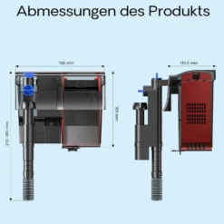 SunSun CBG-500 Hang On Filter mit UVc-Lampe, Anhängefilter 500 l/h, für Aquarien bis 115 L