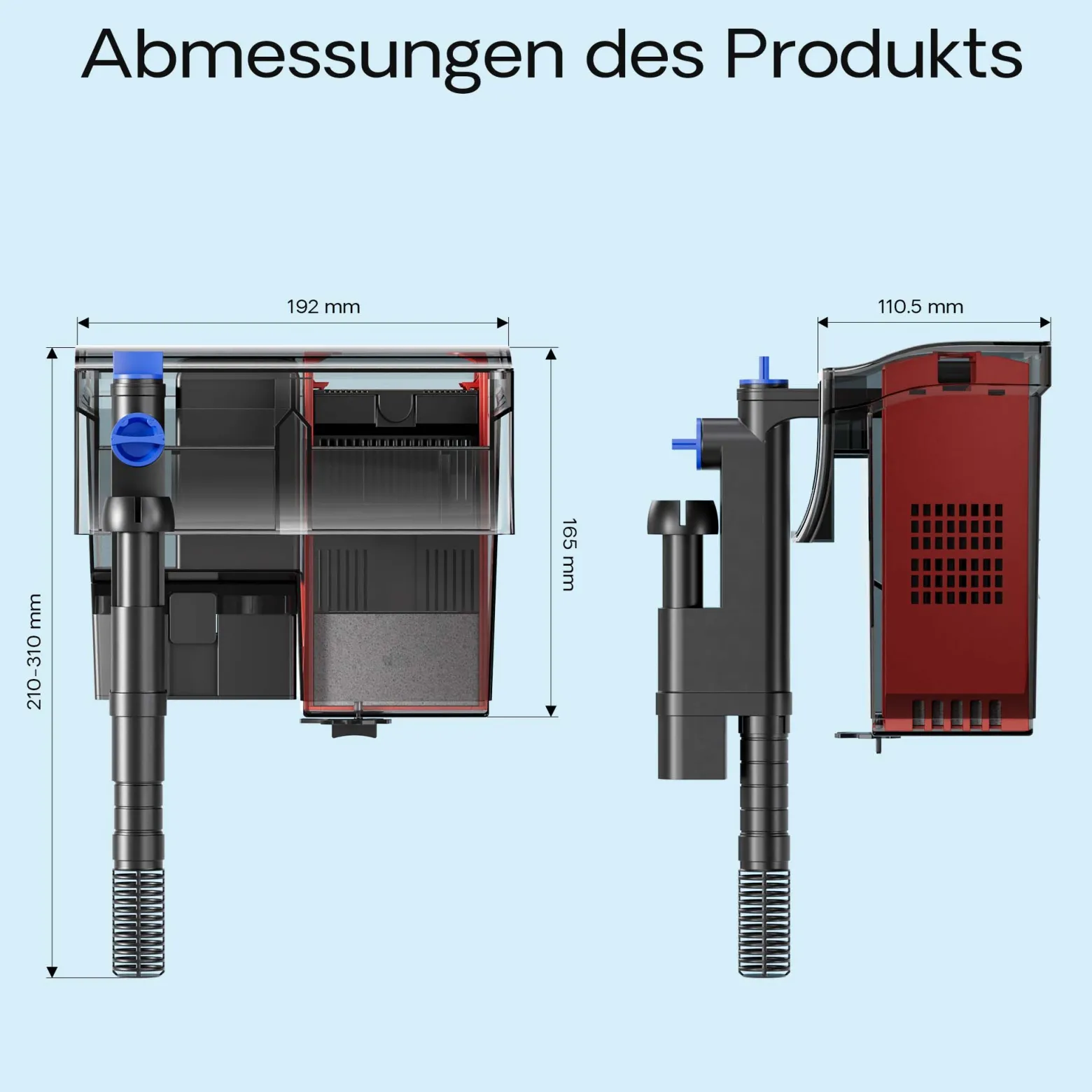 SunSun CBG-500 Hang On Filter mit UVc-Lampe, Anhängefilter 500 l/h, für Aquarien bis 115 L