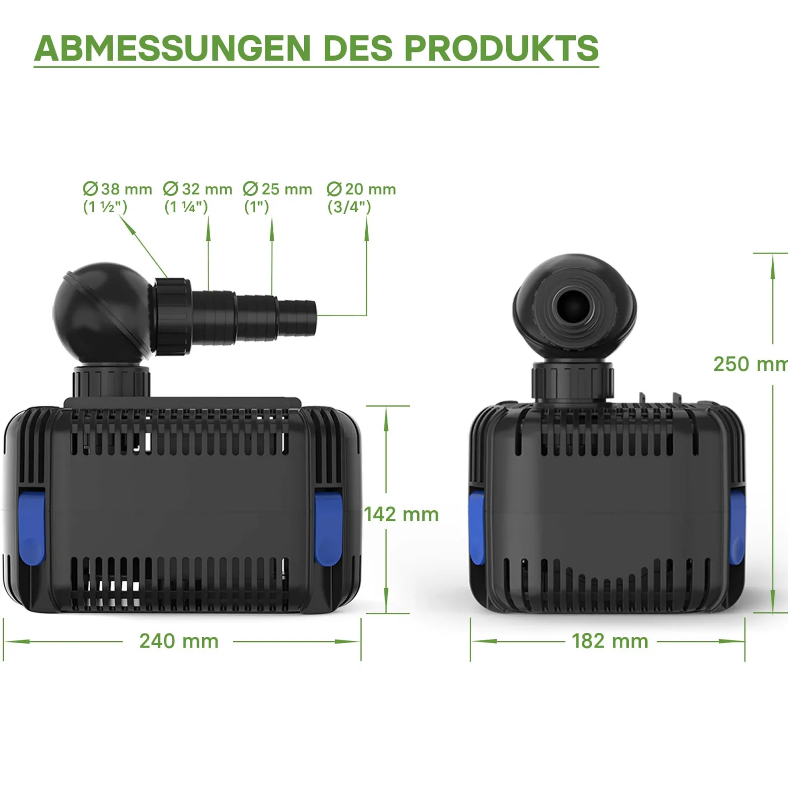 SunSun CDF-8000 Teichpumpe 24V DC / 8000 l/h / 65 W, mit integriertem Blockier- und Trockenlaufschutz