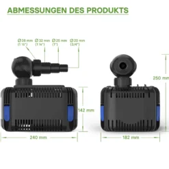 SunSun CDF-6000 Teichpumpe 24V DC / 6000 l/h / 40 W, mit integriertem Blockier- und Trockenlaufschutz