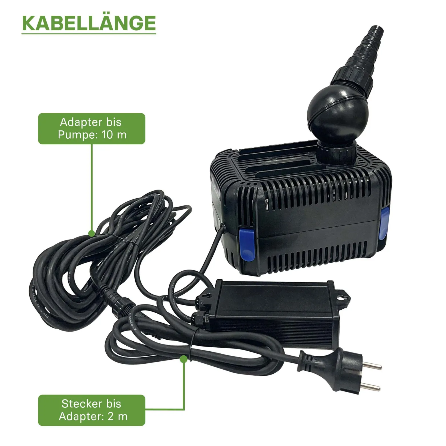SunSun CDF-3800 Teichpumpe 24V DC 3600 l/h 20 W, Bachlaufpumpe mit integriertem Blockier- und Trockenlaufschutz
