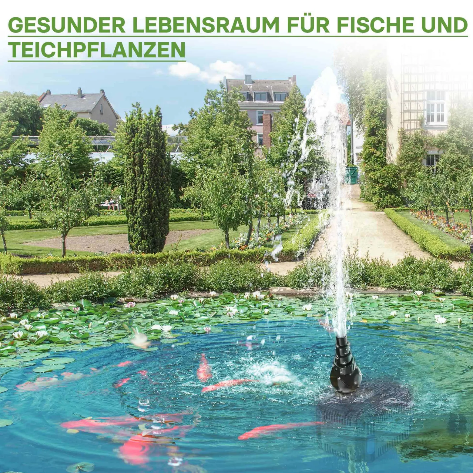 SunSun CDF-5800 Teichpumpe 24V DC / 5000 l/h / 40 W, Bachlaufpumpe mit integriertem Blockier- und Trockenlaufschutz, Gartenteichpumpe, Gleichstrompumpe