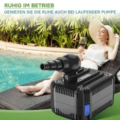 SunSun CDF-5800 Teichpumpe 24V DC / 5000 l/h / 40 W, Bachlaufpumpe mit integriertem Blockier- und Trockenlaufschutz, Gartenteichpumpe, Gleichstrompumpe