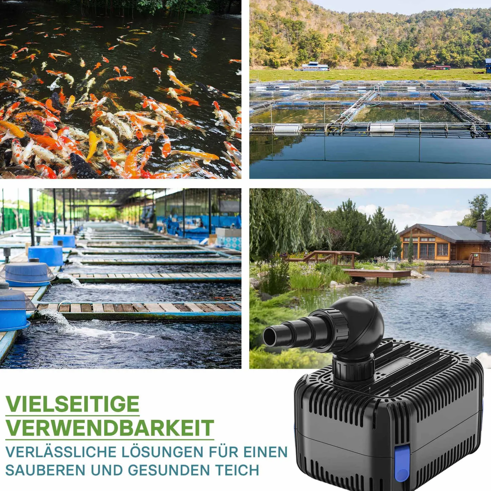 SunSun CDF-5800 Teichpumpe 24V DC / 5000 l/h / 40 W, Bachlaufpumpe mit integriertem Blockier- und Trockenlaufschutz, Gartenteichpumpe, Gleichstrompumpe