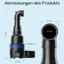 SunSun CEF-16.000 Rohrpumpe 16.000 l/h / 75 W Hochleistungs Teichpumpe, Strömungspumpe mit Keramikwelle, Umwälzpumpe, Teichfilter