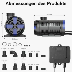 SunSun CET-8000 SuperECO Teichpumpe 8000 l/h / 80 W, energiesparende Filterpumpe, Bachlaufpumpe für Koiteiche, Umwälzpumpe, Gartenteichpumpe