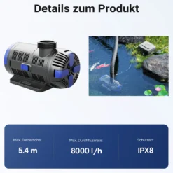 SunSun CET-8000 SuperECO Teichpumpe 8000 l/h / 80 W, energiesparende Filterpumpe, Bachlaufpumpe für Koiteiche, Umwälzpumpe, Gartenteichpumpe