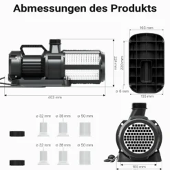 SunSun CET-35000 SuperECO Teichpumpe 32.000 l/h / 450 W, energiesparende Filterpumpe, Bachlaufpumpe für Koiteiche, Umwälzpumpe, Gartenteichpumpe