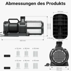 SunSun CET-30000 SuperECO Teichpumpe 28.000 l/h / 400 W, energiesparende Filterpumpe, Bachlaufpumpe für Koiteiche, Umwälzpumpe, Gartenteichpumpe
