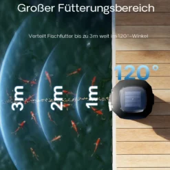 SunSun CFF-212 solarbetriebener Fischfutterautomat, programmierbarer Futterspender mit 12 Liter Behälter für 1 bis 6 Fütterungen pro Tag