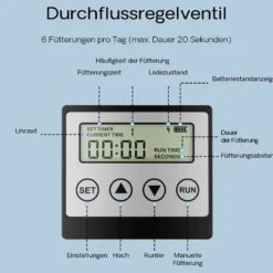 SunSun CFF-212 solarbetriebener Fischfutterautomat, programmierbarer Futterspender mit 12 Liter Behälter für 1 bis 6 Fütterungen pro Tag