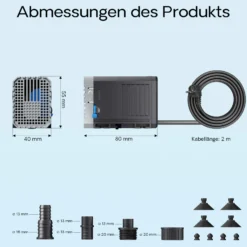 SunSun CHJ-500 ECO Aquarium Pumpe 500 l/h 7 W Aquariumpumpe mit regulierbarem Durchfluss für kleines Aquarium für Süßwasser und Salzwasser