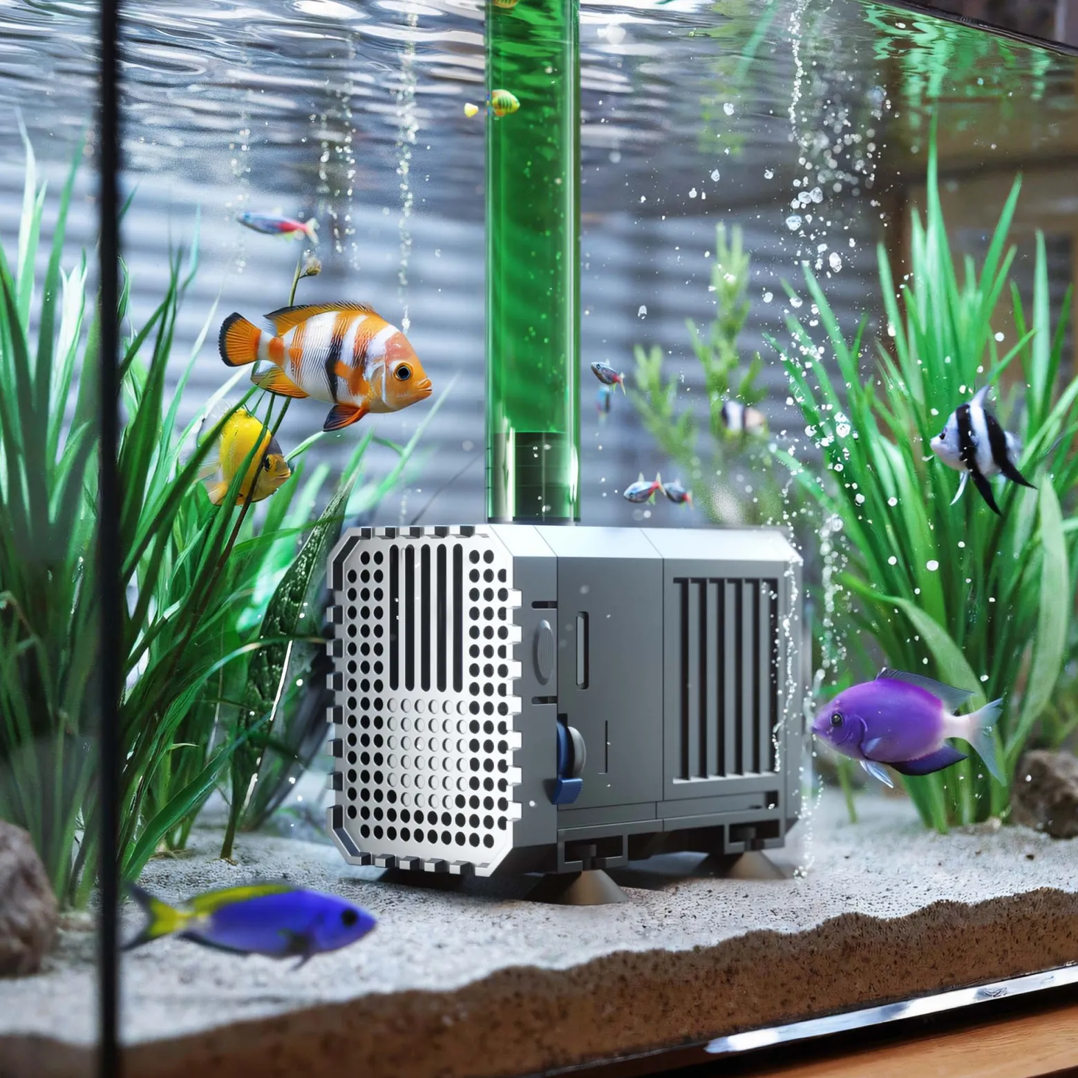 SunSun CHJ-500 ECO Aquarium Pumpe 500 l/h 7 W Aquariumpumpe mit regulierbarem Durchfluss für kleines Aquarium für Süßwasser und Salzwasser