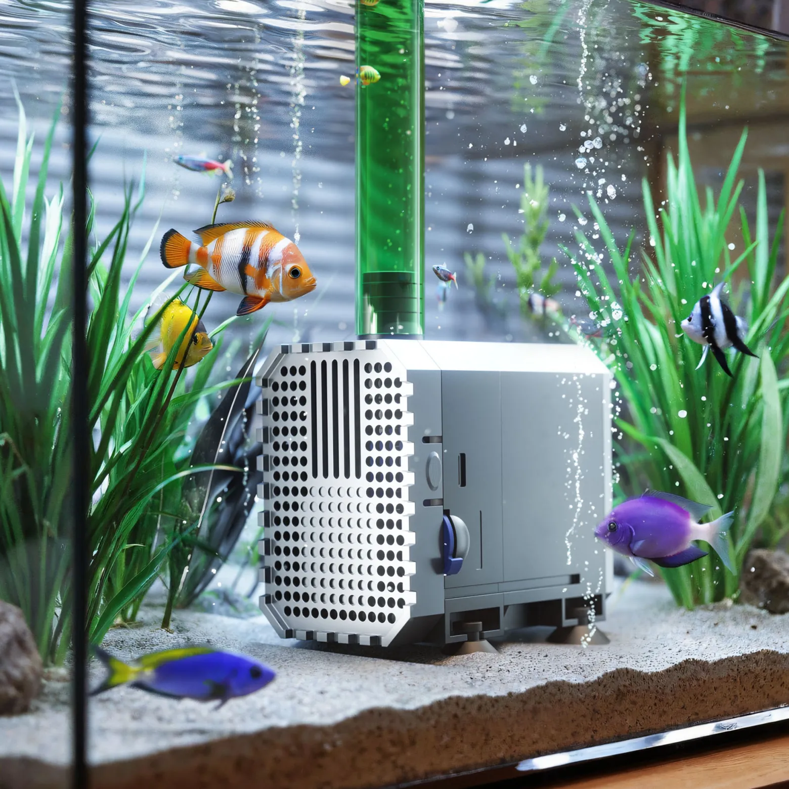SunSun CHJ-600 ECO Aquarium Pumpe 600 l/h 8 W Aquariumpumpe mit regulierbarem Durchfluss für kleines Aquarium für Süßwasser und Salzwasser