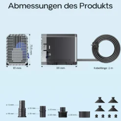 SunSun CHJ-600 ECO Aquarium Pumpe 600 l/h 8 W Aquariumpumpe mit regulierbarem Durchfluss für kleines Aquarium für Süßwasser und Salzwasser