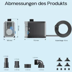 SunSun CHJ-2000-10 ECO Teichpumpe 2000 l/h / 35 W, energiesparende Filterpumpe, Bachlaufpumpe für Koiteiche, Umwälzpumpe, Gartenteichpumpe