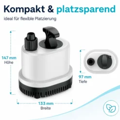 SunSun CHL-2500 Aquarium Pumpe 2500 l/h 40 W Aquariumpumpe mit flacher Ansaugung, Überhitzungsschutz und Trockenlaufschutz