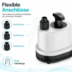 SunSun CHL-2500 Aquarium Pumpe 2500 l/h 40 W Aquariumpumpe mit flacher Ansaugung, Überhitzungsschutz und Trockenlaufschutz