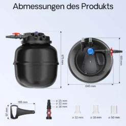 SunSun CPA-50000 Druckteichfilter 13.000 l/h / 55 W UVC Einheit, Teichdruckfilter für Teiche bis 80.000 Liter, Teichklärer, Filteranlage