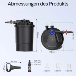 SunSun CPA-30000 Druckteichfilter 12.000 l/h / 55 W UVC Einheit, Teichdruckfilter für Teiche bis 60.000 Liter, Teichklärer, Filteranlage