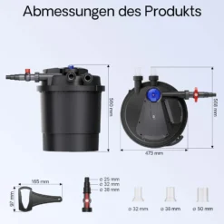 SunSun CPA-20000 Druckteichfilter 12.000 l/h / 36 W UVC Einheit, Teichdruckfilter für Teiche bis 40.000 Liter, Teichklärer, Filteranlage