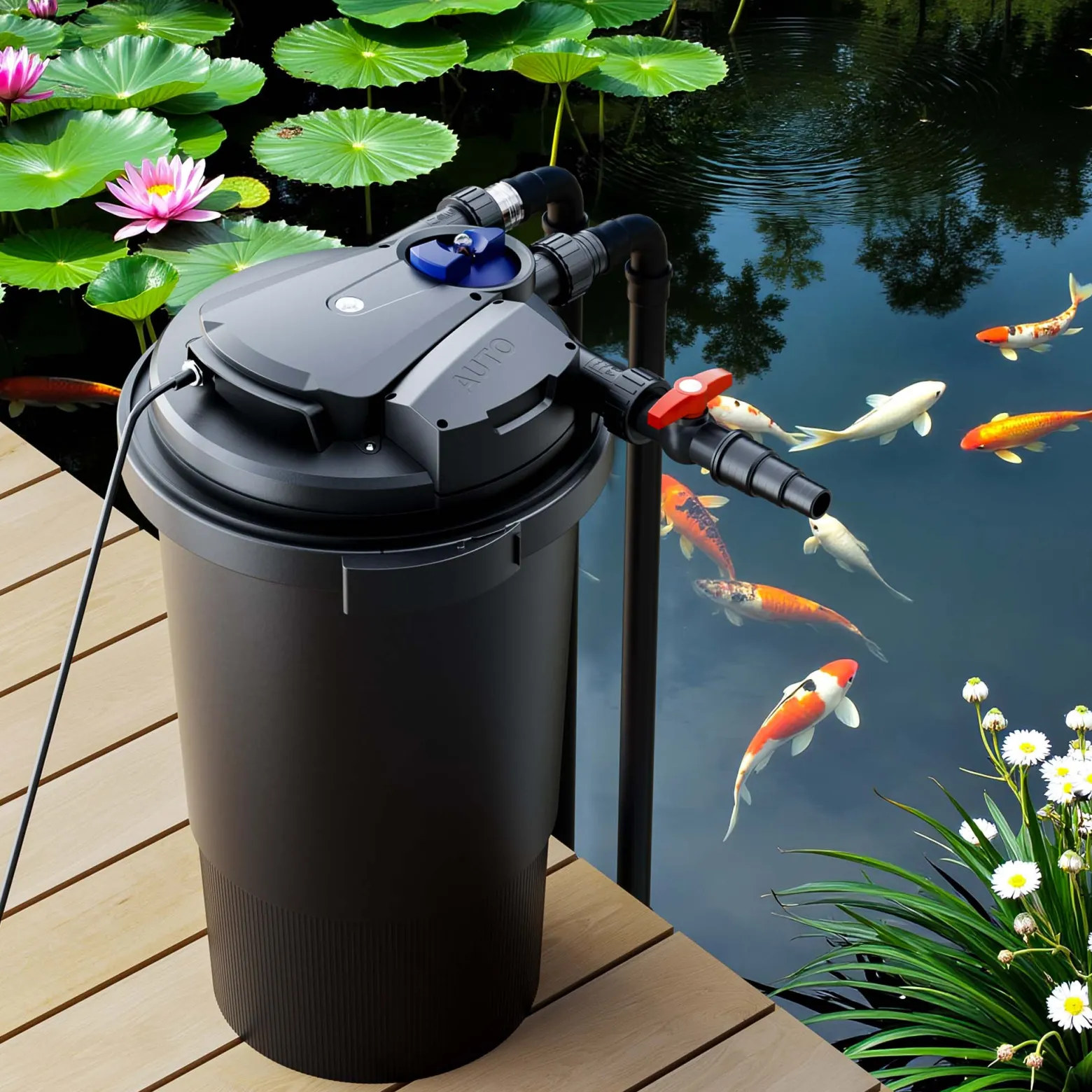 SunSun CPA-15000 Druckteichfilter 10.000 l/h / 18 W UVC Einheit, Teichdruckfilter für Teiche bis 30.000 Liter, Teichklärer, Filteranlage