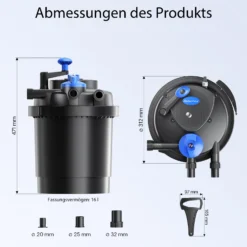 SunSun CPF-2500 Druckteichfilter 6000 l/h / 11 W UVC Einheit, Teichdruckfilter für Teiche bis 6000 Liter, Teichklärer, Filteranlage