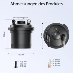 SunSun CPF-280 Druckteichfilter 9000 l/h / 11 W UVC Einheit, Teichdruckfilter für Teiche bis 8000 Liter, Teichklärer, Filteranlage