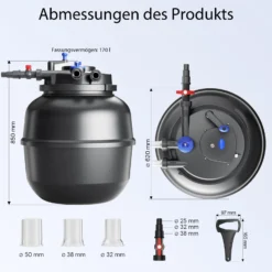 SunSun CPF-50000 Druckteichfilter 13.000 l/h / 55 W UVC Einheit, Moving Bed Teichdruckfilter, Bio Teichklärer Filteranlage