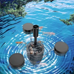 SunSun CSP-250 Schwimmskimmer für Teiche bis 40 m², 2500 l/h 45 W, Skimmer mit Springbrunnen, Blättersammler mit Pumpe, Gartenteich Teichpflege