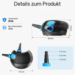 SunSun CTF-1400B SuperECO Teichpumpe 14.000 l/h / 120 W, energiesparende Filterpumpe, Bachlaufpumpe für Koiteiche, Umwälzpumpe, Gartenteichpumpe