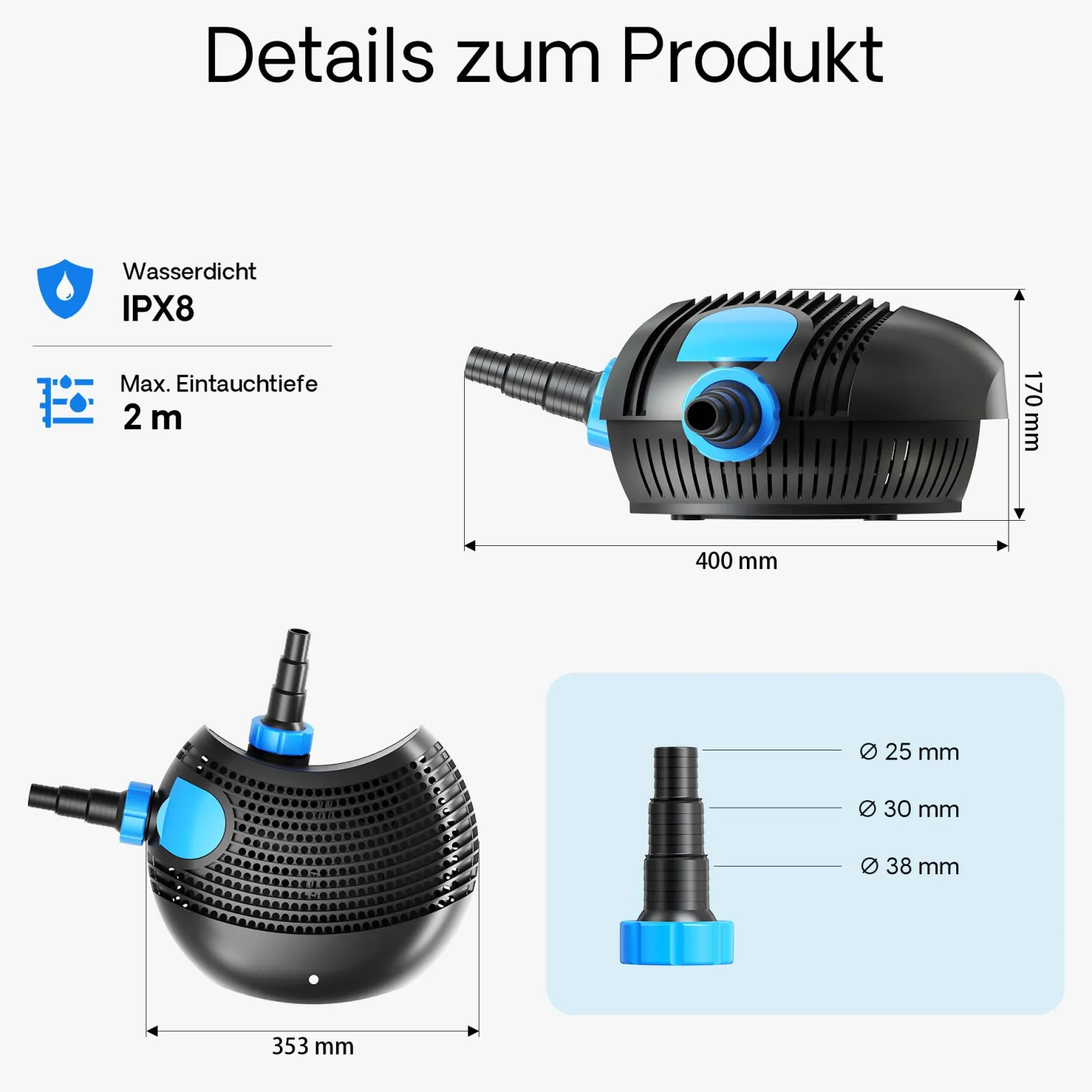 SunSun CTF-1400B SuperECO Teichpumpe 14.000 l/h / 120 W, energiesparende Filterpumpe, Bachlaufpumpe für Koiteiche, Umwälzpumpe, Gartenteichpumpe