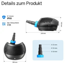 SunSun CTF-4800 SuperECO Teichpumpe 4500 l/h / 30 W, energiesparende Filterpumpe, Bachlaufpumpe für Koiteiche, Umwälzpumpe, Gartenteichpumpe